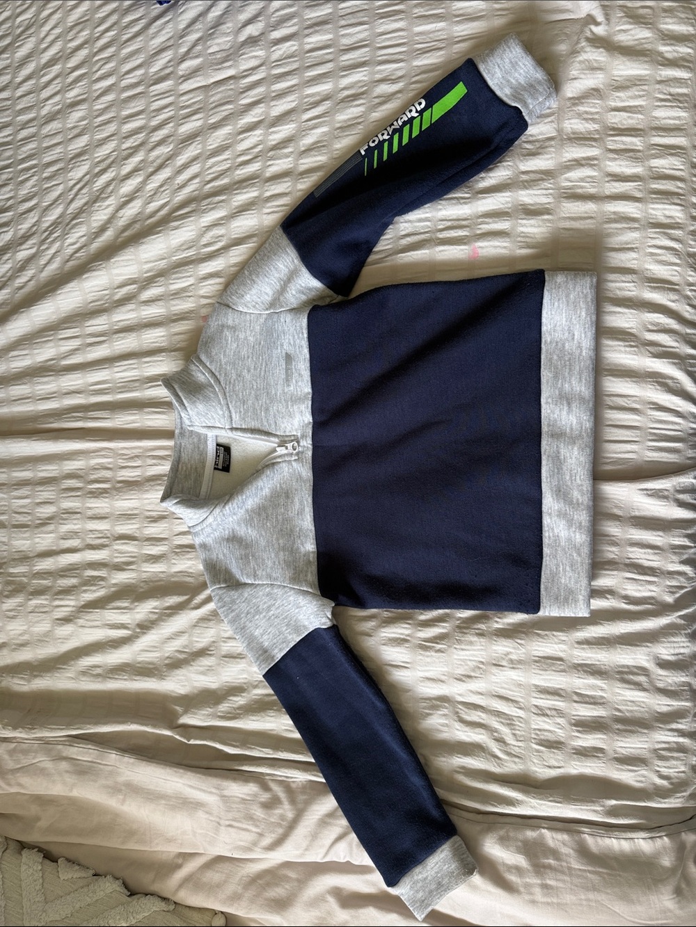 Kids Half-Zip Pullover Sweatshirt - Navy & Light Gray